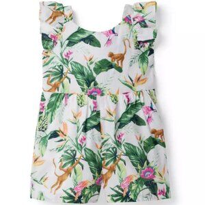 Janie and Jack Cotton Tropical Jungle Ruffle Sleeve Romper Size 12
